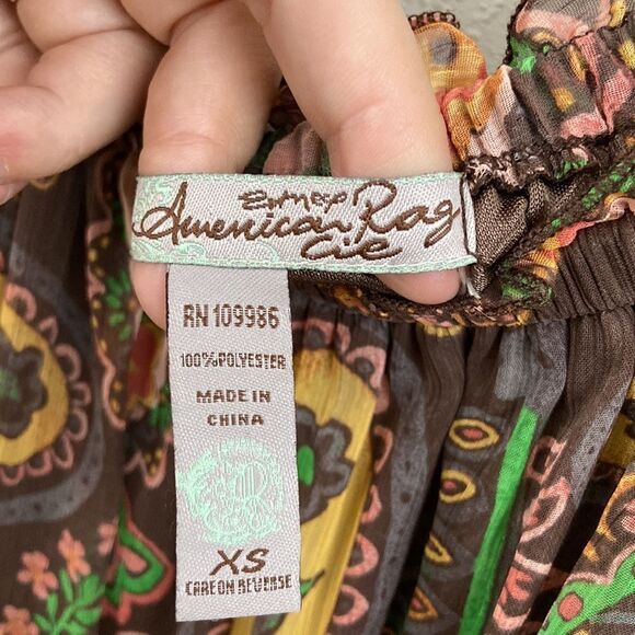 Vintage American Rag Paisley Off The Shoulder Mini Belted Dress size XS - Picture 5 of 11